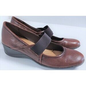 Brown leather Naturalizer wedge heel Mary Jane "Ande" 8 N, N 5 Comfort